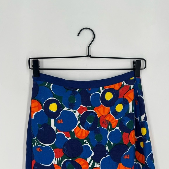 Staud Moulette Abstract Patchwork Retro Fruit Veggies Printed Slit Midi Skirt - Picture 2 of 8